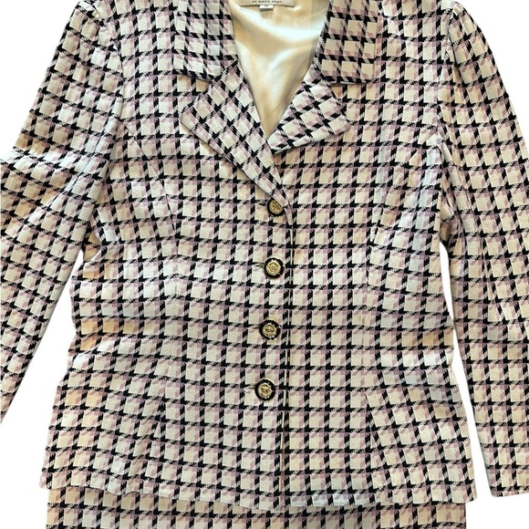 St. John Black & Pink Vintage Suit Set Size 12 - Picture 3 of 5